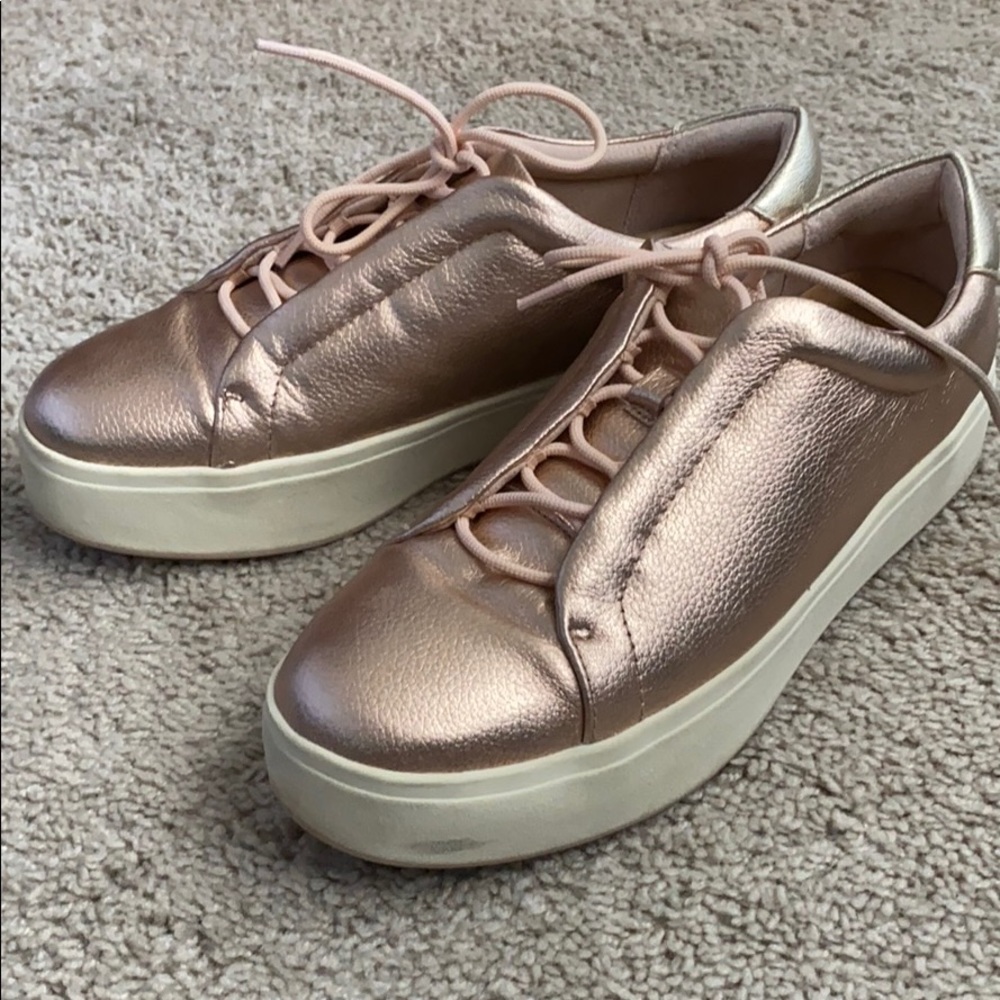 Metallic blush pink platform sneakers